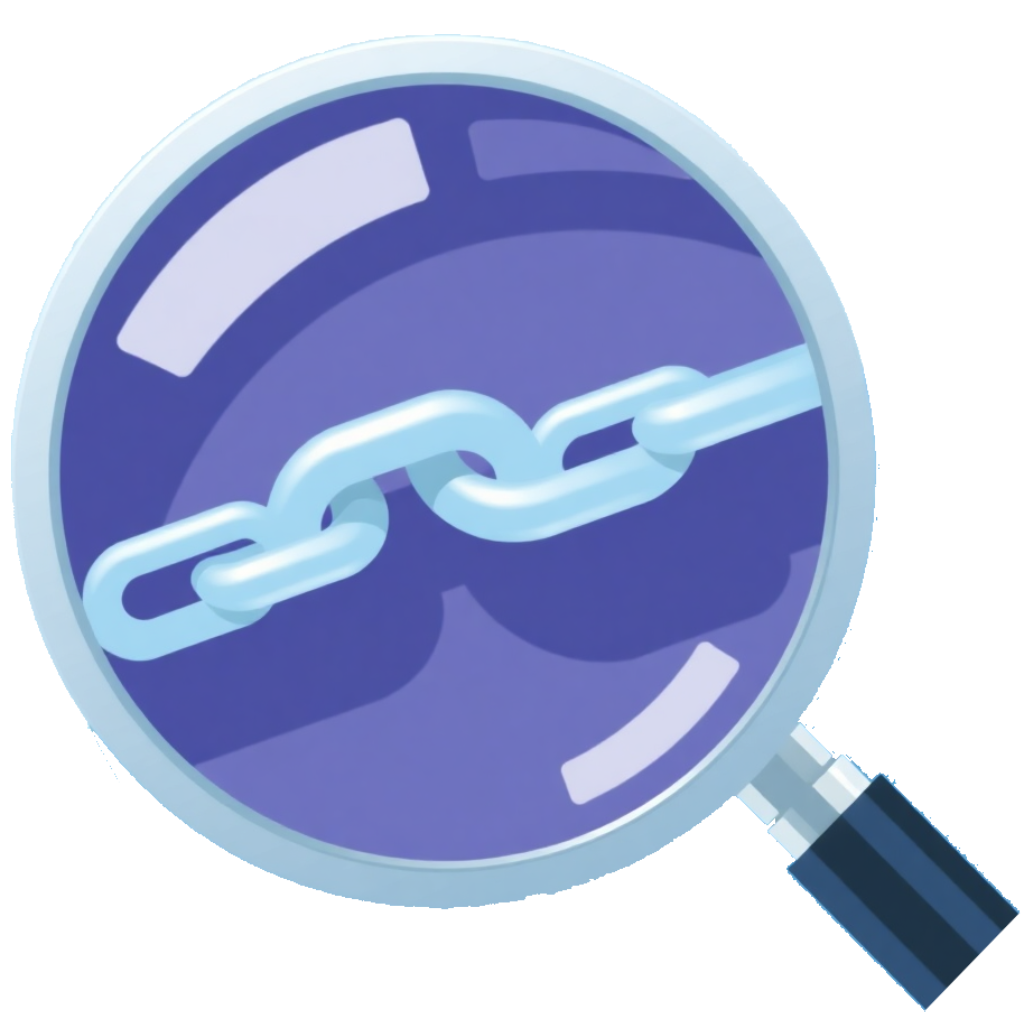 Image showing a link chain in a magnifying glass.